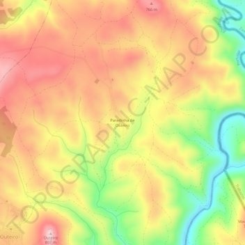 Carte topographique Paradinha de Outeiro, altitude, relief