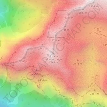 Carte topographique Pico Mondarruego, altitude, relief