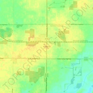Carte topographique Woodbury, altitude, relief