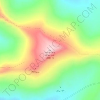 Carte topographique Medicine Mountain, altitude, relief