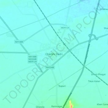 Carte topographique Charkhi Dadri, altitude, relief