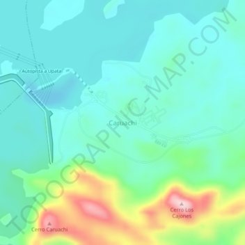 Carte topographique Caruachi, altitude, relief