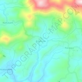 Carte topographique Edathode, altitude, relief