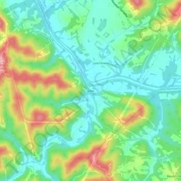 Carte topographique Slate, altitude, relief