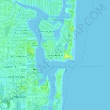 Carte topographique Harbor Heights, altitude, relief