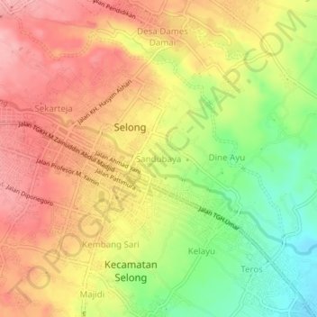 Carte topographique Sandubaya, altitude, relief