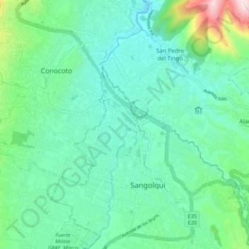Carte topographique San Rafael, altitude, relief