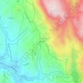 Carte topographique Pedrulhos, altitude, relief