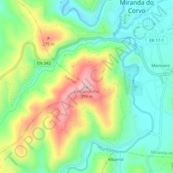 Carte topographique Fernandinho, altitude, relief