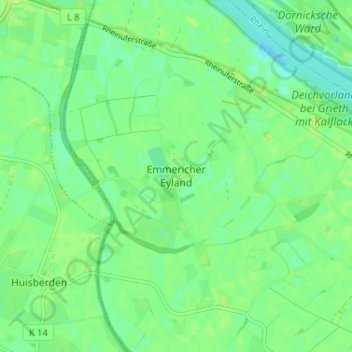 Carte topographique Emmericher Eyland, altitude, relief