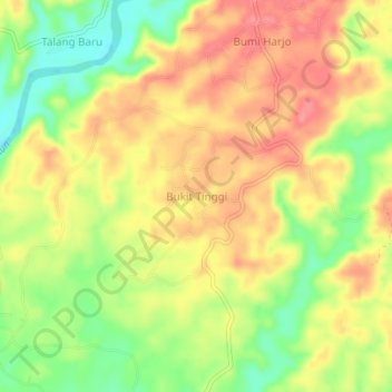 Carte topographique Bukit Tinggi, altitude, relief