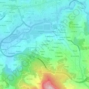 Carte topographique San Amaro, altitude, relief