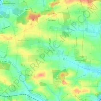 Carte topographique Pellheim, altitude, relief