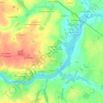 Carte topographique La Rétière, altitude, relief