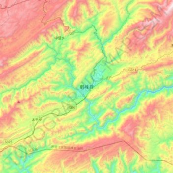 Carte topographique Hefeng, altitude, relief