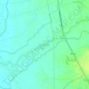 Carte topographique Ilog-Bulo, altitude, relief