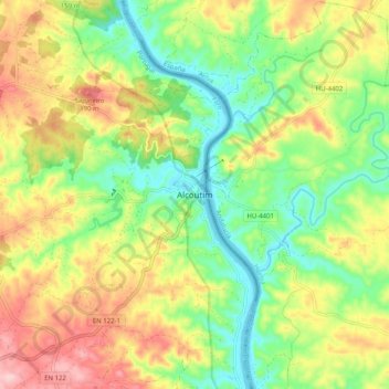 Carte topographique Alcoutim, altitude, relief