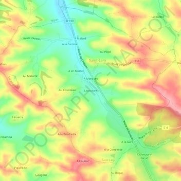 Carte topographique Lacouture, altitude, relief
