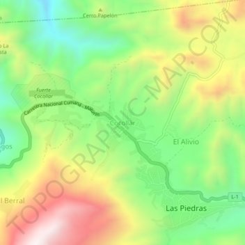 Carte topographique Cocollar, altitude, relief