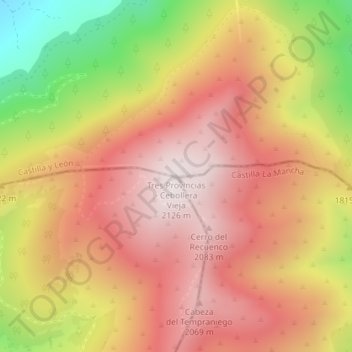Carte topographique Tres Provincias - Cebollera Vieja, altitude, relief