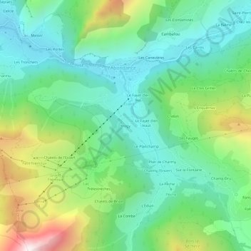 Carte topographique Frogy, altitude, relief