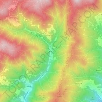 Carte topographique Pracando, altitude, relief
