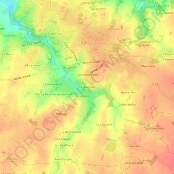 Carte topographique La Gilardière, altitude, relief