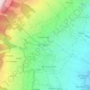 Carte topographique Cosme, altitude, relief