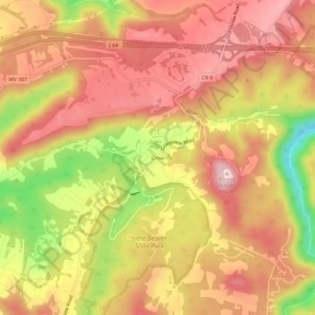 Carte topographique Crow, altitude, relief