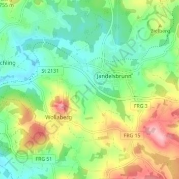 Carte topographique Fasangarten, altitude, relief