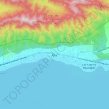 Carte topographique Ajijic, altitude, relief