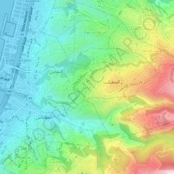 Carte topographique Rabieh, altitude, relief