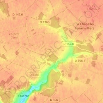 Carte topographique Merangle, altitude, relief