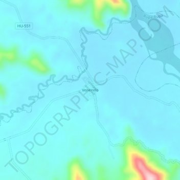 Carte topographique Venenillo, altitude, relief