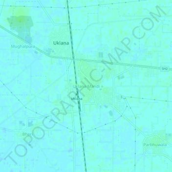 Carte topographique Uklana Mandi, altitude, relief