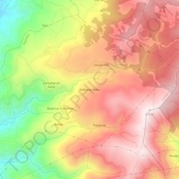 Carte topographique Malhada Velha, altitude, relief