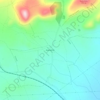 Carte topographique Alamedilla, altitude, relief