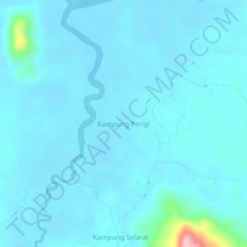 Carte topographique Kampung Perigi, altitude, relief