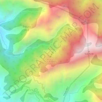 Carte topographique Vaishno Devi, altitude, relief