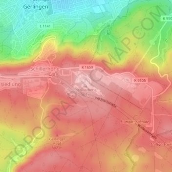 Carte topographique Schillerhöhe, altitude, relief