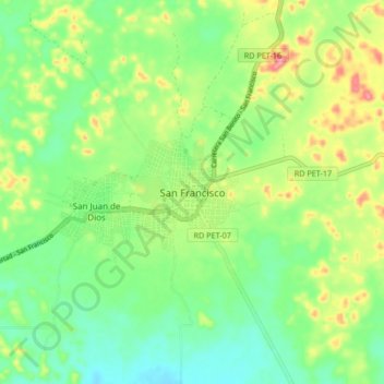 Carte topographique San Francisco, altitude, relief