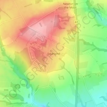 Carte topographique Swarland, altitude, relief