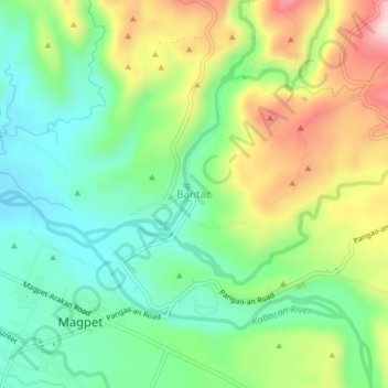 Carte topographique Bantac, altitude, relief