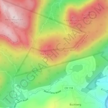 Carte topographique The Timp, altitude, relief