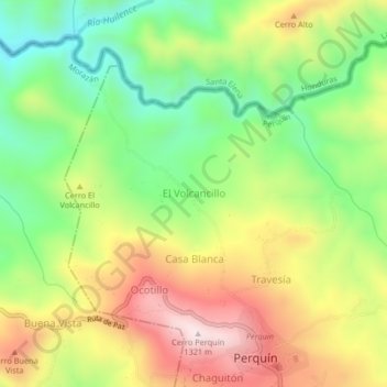 Carte topographique El Volcancillo, altitude, relief