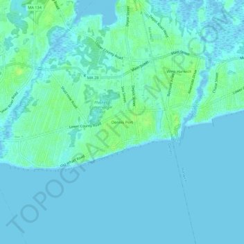 Carte topographique Dennis Port, altitude, relief