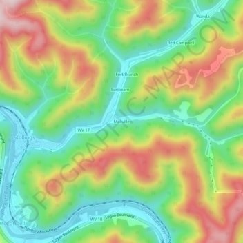 Carte topographique Mellville, altitude, relief
