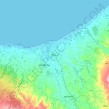 Carte topographique Polis, altitude, relief