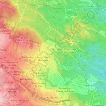 Carte topographique Paseo de la Reina, altitude, relief