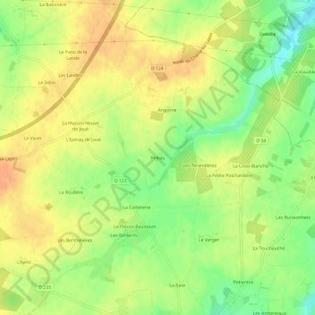 Carte topographique Peleau, altitude, relief